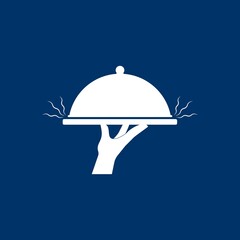 Tray on the hand icon