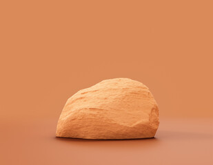 Single color yellow rocks in a flat yellow color background for product displays with copy space, 3d Rendering