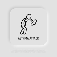Asthma attack thin line icon. Shortness breathing. Symptom of respiratory disease. Modern vector illustration.