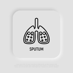 Sputum in lungs thin line icon. Symptom of asthma or pneumonia. Modern vector illustration.
