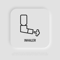 Inhaler thin line icon. Medical equipment for asthma. Modern vector illustration.