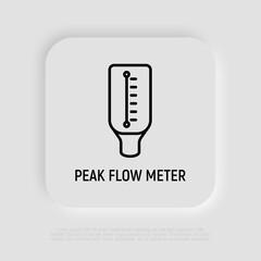 Peak flow meter thin line icon. Portable device for measuring air in lungs. Medical equipment. Modern vector illustration.