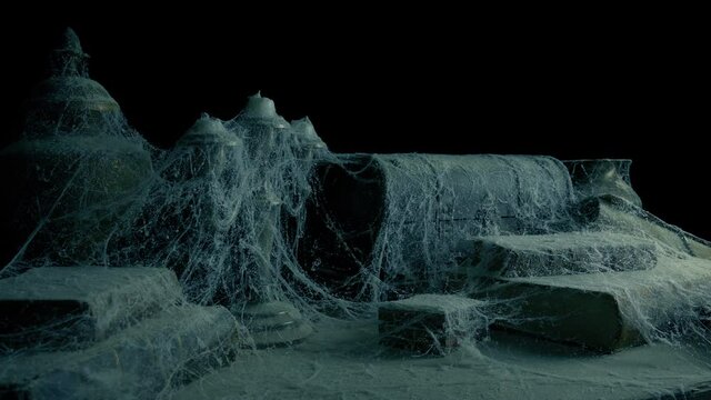 Desk In Old Gothic Mansion Covered In Dust