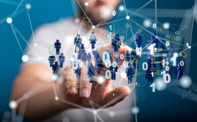 Digital technology background. Network connection dots and lines.