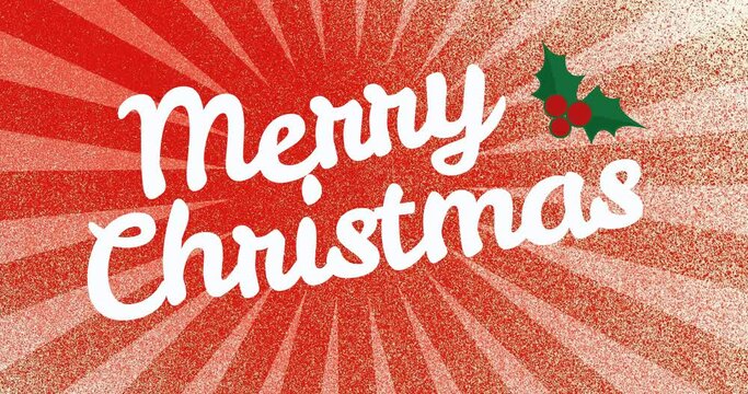 Animation of merry christmas text on red background