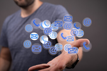 holding letter icon,email icons .Contact us by newsletter email and protect your personal...