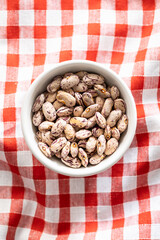 Cranberry beans. Borlotti beans in bowl.