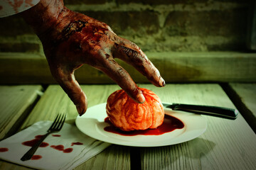 Zombie Brains Dinner Concept - obrazy, fototapety, plakaty