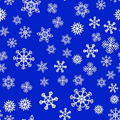 Seamless pattern with snowflakes, blue background