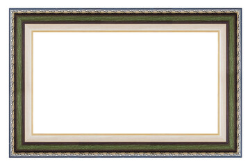 Old style vintage green and silver frame isolated on a white background