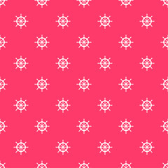 Pink seamless pattern with white ship wheel.