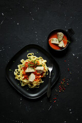 tagliatelle pasta with tomato sauce