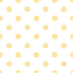 White seamless pattern with orange boat wheel.