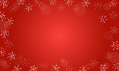 Abstract winter background. Red gradient background with snowflakes