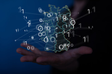 germany map digital in hand 3d