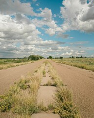 Fototapeta na wymiar Old stretch of Route 66 roadway in eastern New Mexico