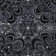 Seamless pattern white  with elements on black background