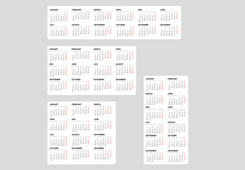 Light Full Year Calendar Layouts for the Year 2022