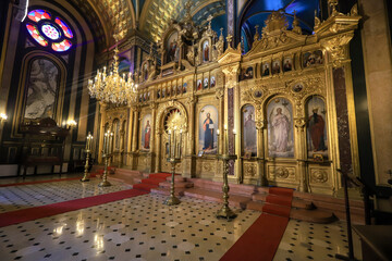 Fototapeta premium Fatih -Istanbul - Turkey 04.October .2021 Sveti Stefan Bulgarian Church located in Balat district. The known name in Turkey is the iron church.