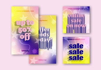 Set of Colorful Social Media Posts