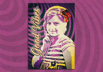 Pop Art Little Girl Vintage Poster Layout