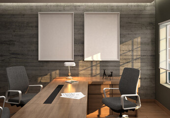 Wall Frame Modern Office Mockup