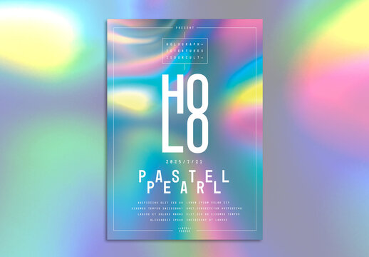 Trendy Holographic Foil Colorful Abstract Poster Layout