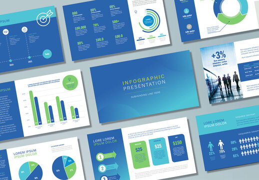 Business Presentation Layout with  Blue Infographc