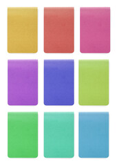 Fototapeta premium Set with different multicolored planners on white background, top view