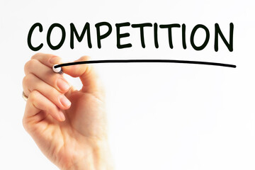 hand writing inscription competition with marker, concept, stock image