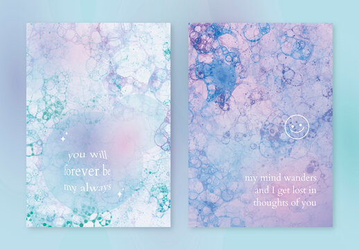 Printable Love Quote Poster Layout with Aesthetic Bubble Art