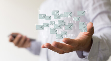 flying email icon and web flying
