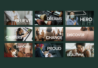 Women Empowerment Career Layout with Inspirational Quotes