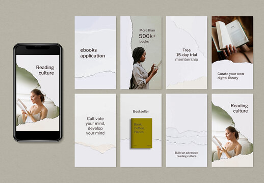 Minimal ebook Application Layout with Ripped Paper Craft