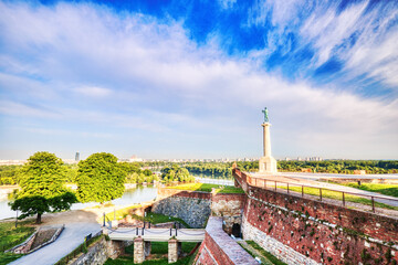 Kalemegdan Fortress and Victor Monument during a Sunny Day, Belgrade