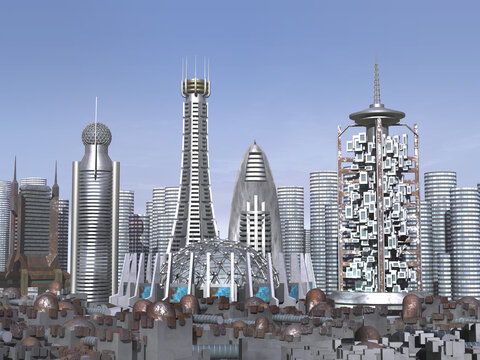 Futuristic mega city skyline