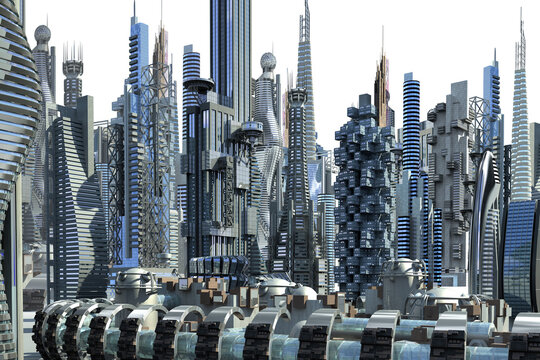 Futuristic city skyline architecture