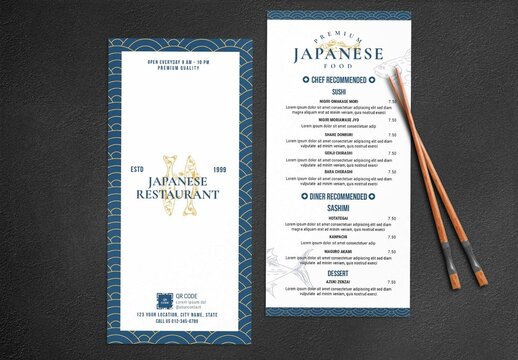 Thin Dl Menu Flyer for Japanese Sushi Restaurant