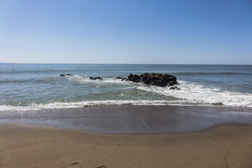 Atlantic Ocean and beach at Saint-Marc-Sur-Mer. Saint-Marc-sur-Mer - seaside resort in commune of Saint-Nazaire, department of Loire-Atlantique, region of Pays de la Loire, France.
