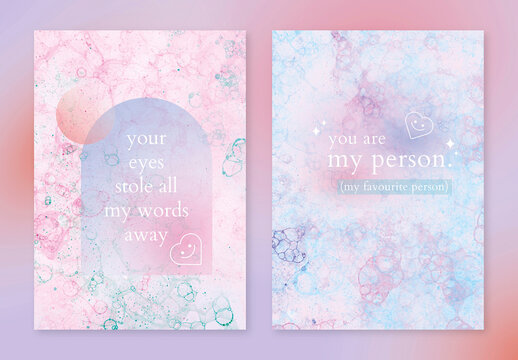 Love Quote Poster Layout with Aesthetic Bubble Art