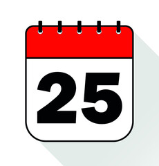 Day 25 red - Calendar Icon - Vector Illustration