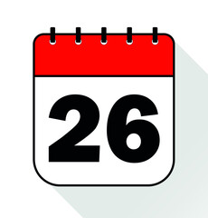 Day 26 red - Calendar Icon - Vector Illustration