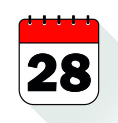 Day 28 red - Calendar Icon - Vector Illustration
