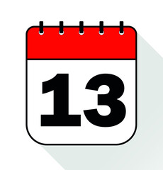 Day 13 red - Calendar Icon - Vector Illustration