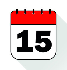 Day 15 red - Calendar Icon - Vector Illustration