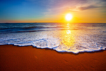 Beautiful sunset sea and tropical beach