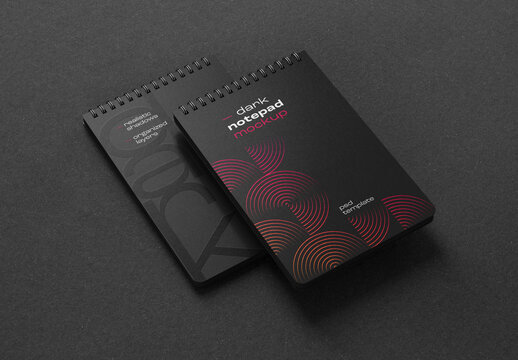 Dark Stationery Branding Mockup with Notepad