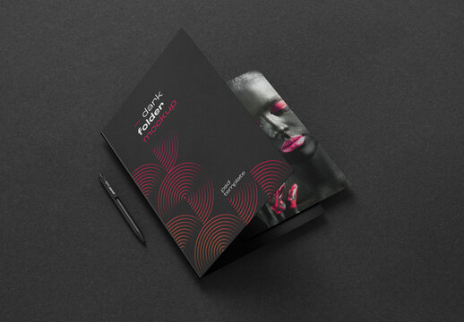Dark Stationery Branding Mockup with Folder and Letterhead