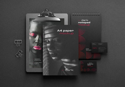 Dark Stationery Branding Mockup for Creative Design and Branding Projects