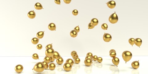 Scattered balloons on a colored background - 3D render